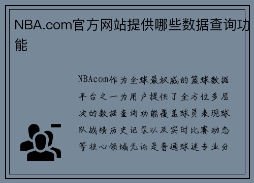 NBA.com官方网站提供哪些数据查询功能